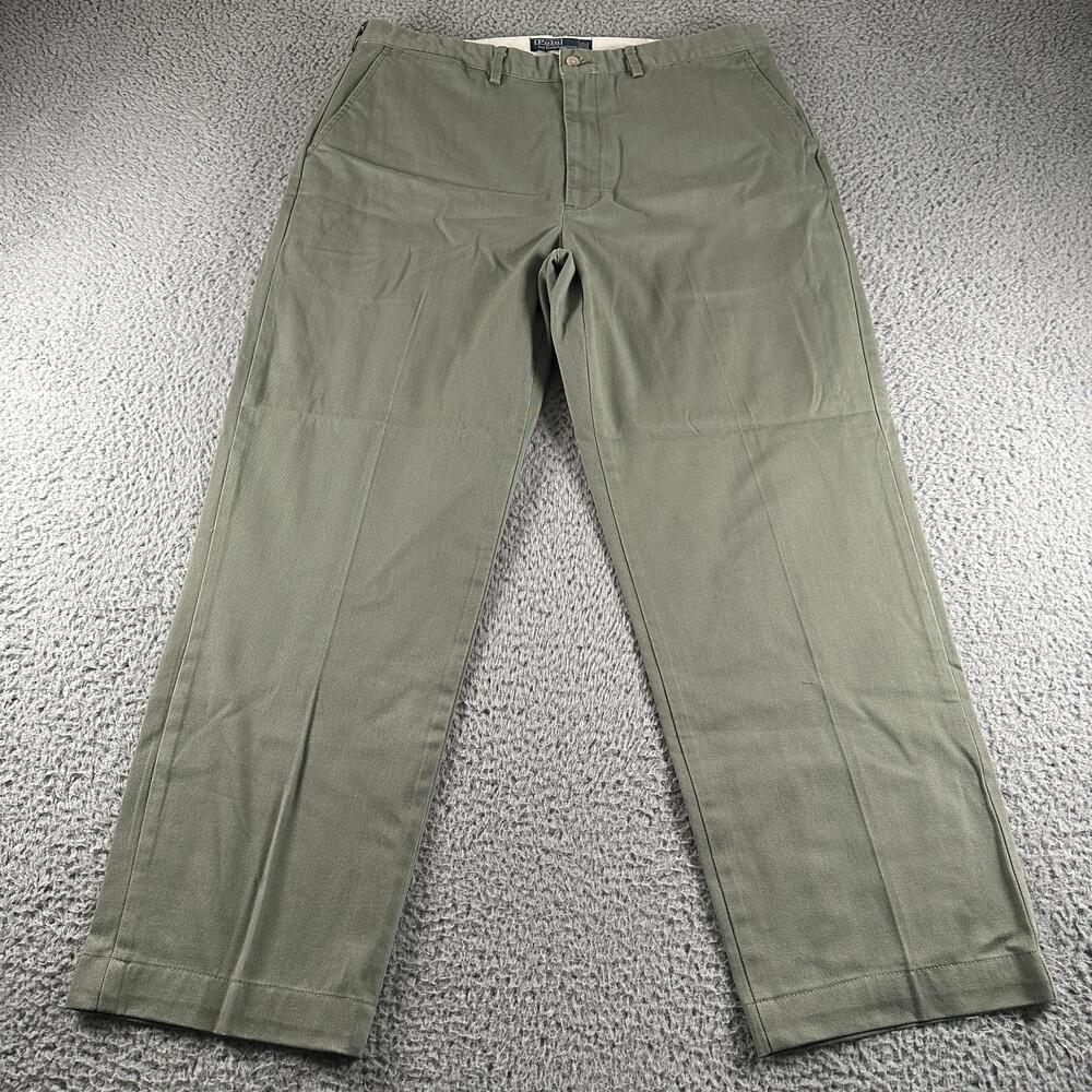 Vtg Polo Ralph Lauren Pants Mens 36x34(34x30 Fit) Chino Straight Leg Olive 90's